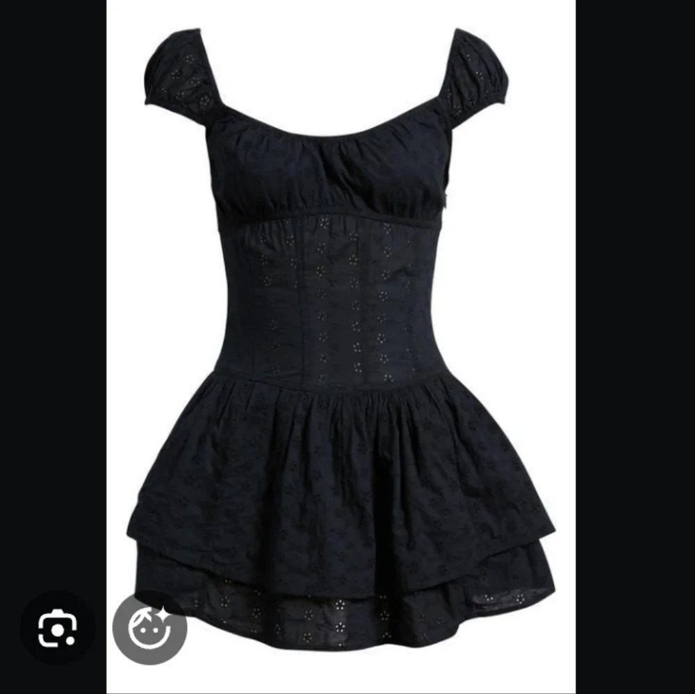 #90 - Black Eyelet Lace Ruffle Layer Skirt Romper, Medium - Picture 2 of 10